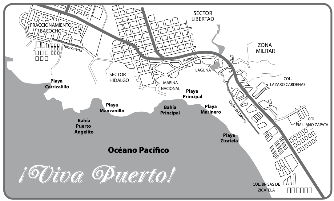 Map Puerto Escondido: Beaches